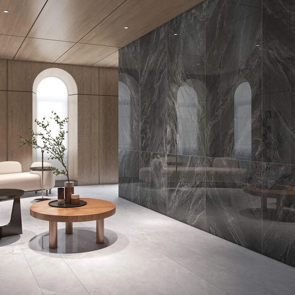 Smoke Stone Dark Gery Polished 750x1500 750x1500x10mm tile NZ — image 5