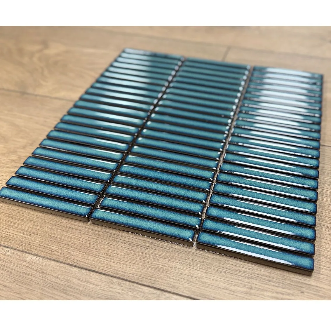 Blue Gloss Finger Mosaic 284X295X8mm tile NZ — image 2