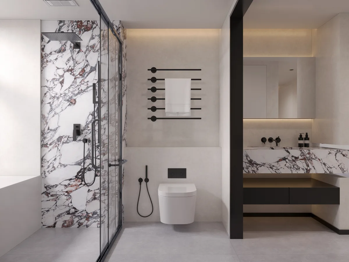 Bathroom with Bvlgar Purple