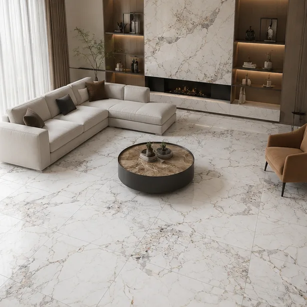 Livingroom with Calacatta Storm White