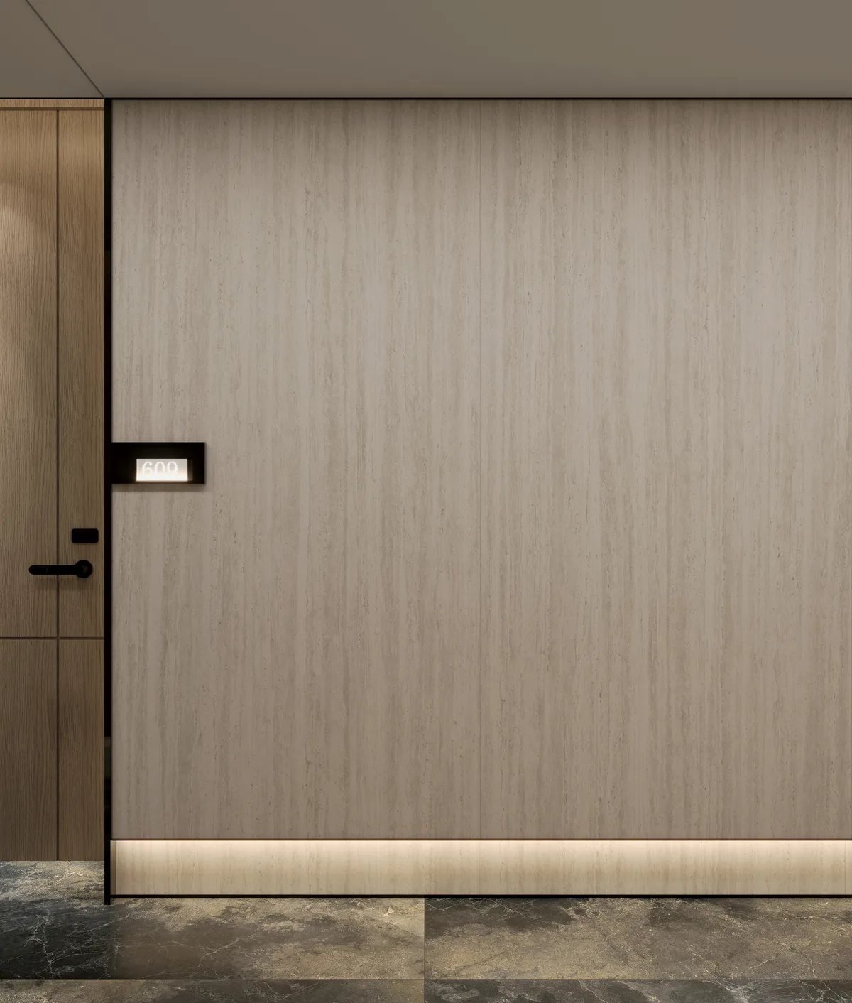 Travertino Sabbia Honed 1200x2700 shown in a room setting